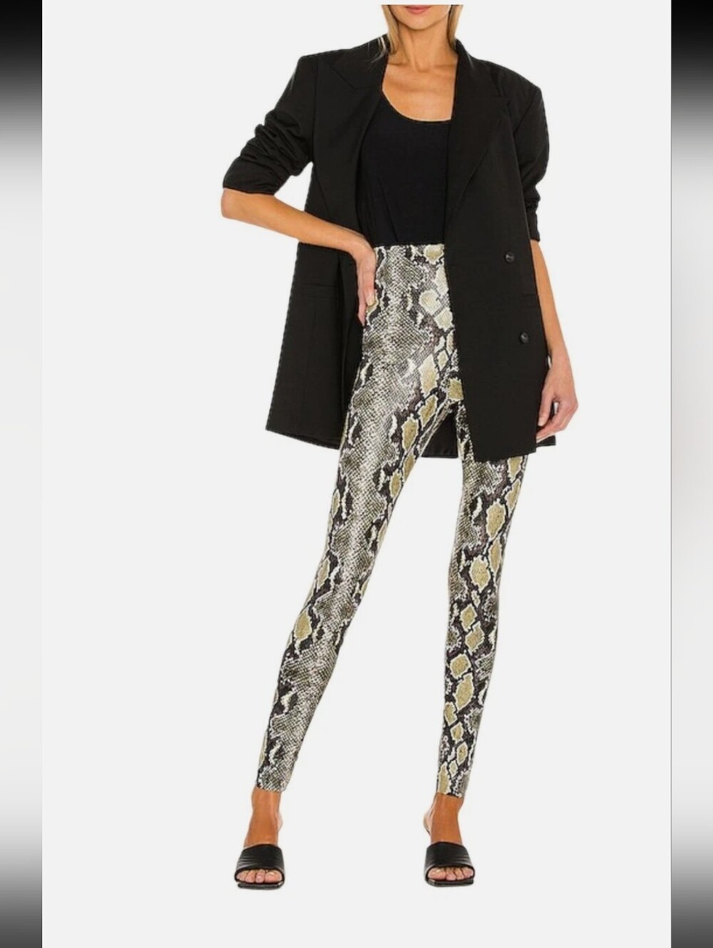 COMMANDO  FAUX LEATHER ANIMAL. LEGGING  OLIVE SNAKE /SZ:SMALL